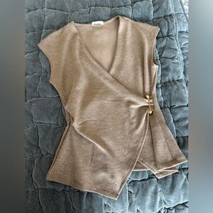 Zara Textured Tan Knit Top